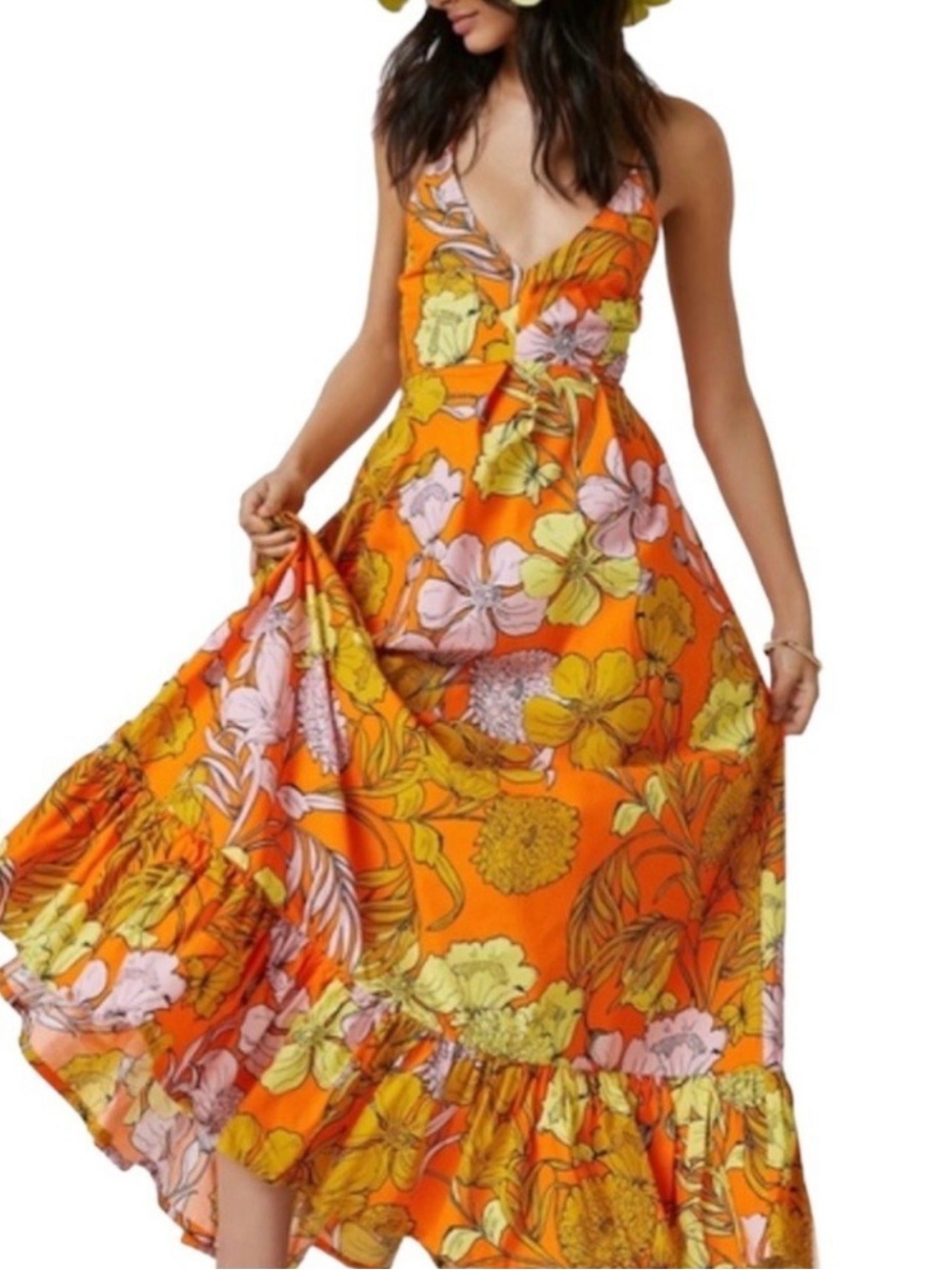 Plenty by Tracy Reese Exploded Floral Maxi Dress in orange xsp